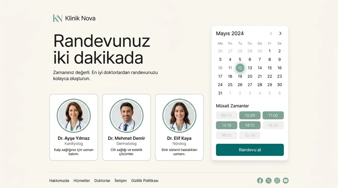 Clinic site with online booking design preview