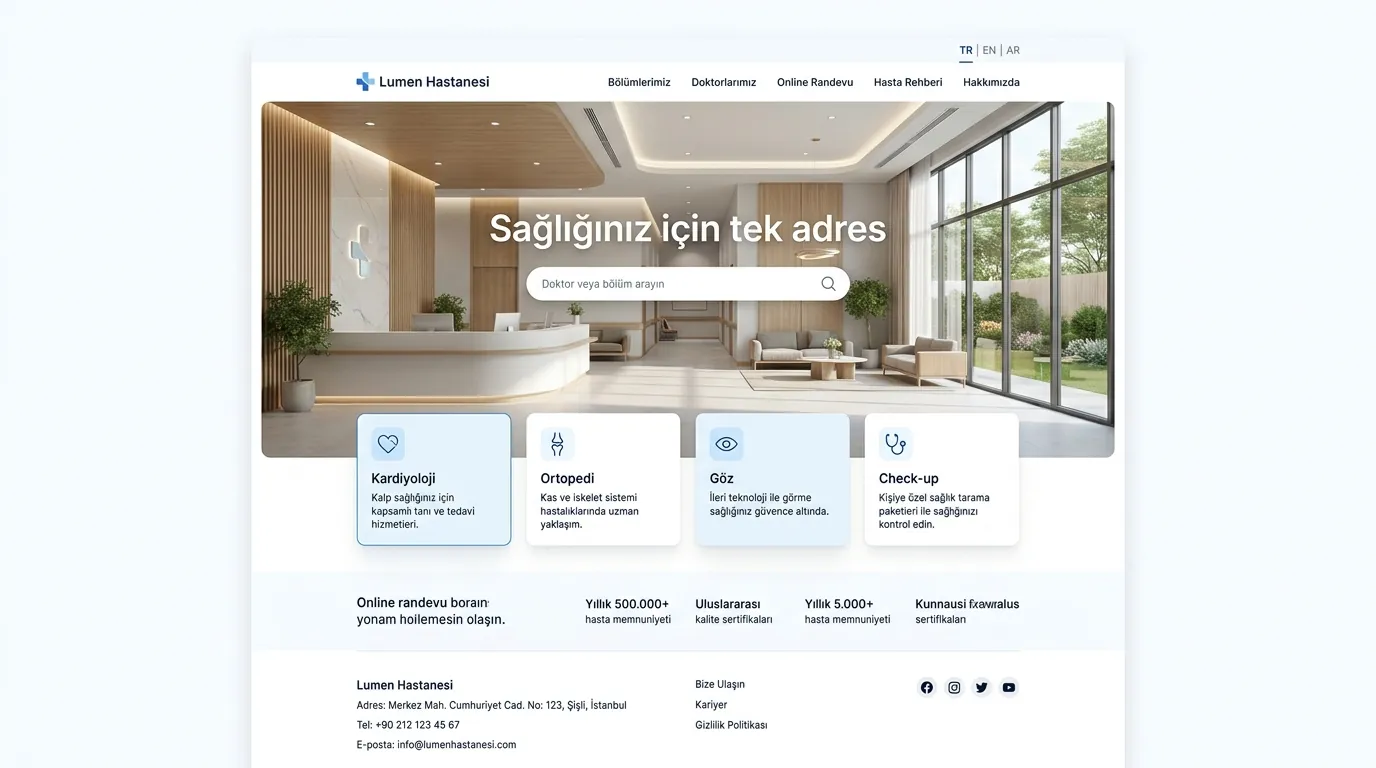 Multi-specialty hospital site design preview